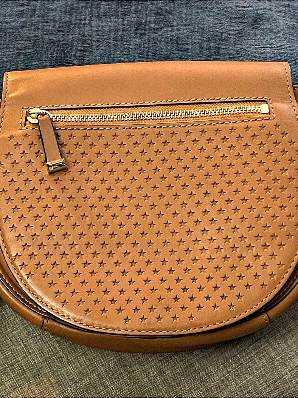 Rebecca Minkoff Astor Star-Perforated Saddle Bag Brown